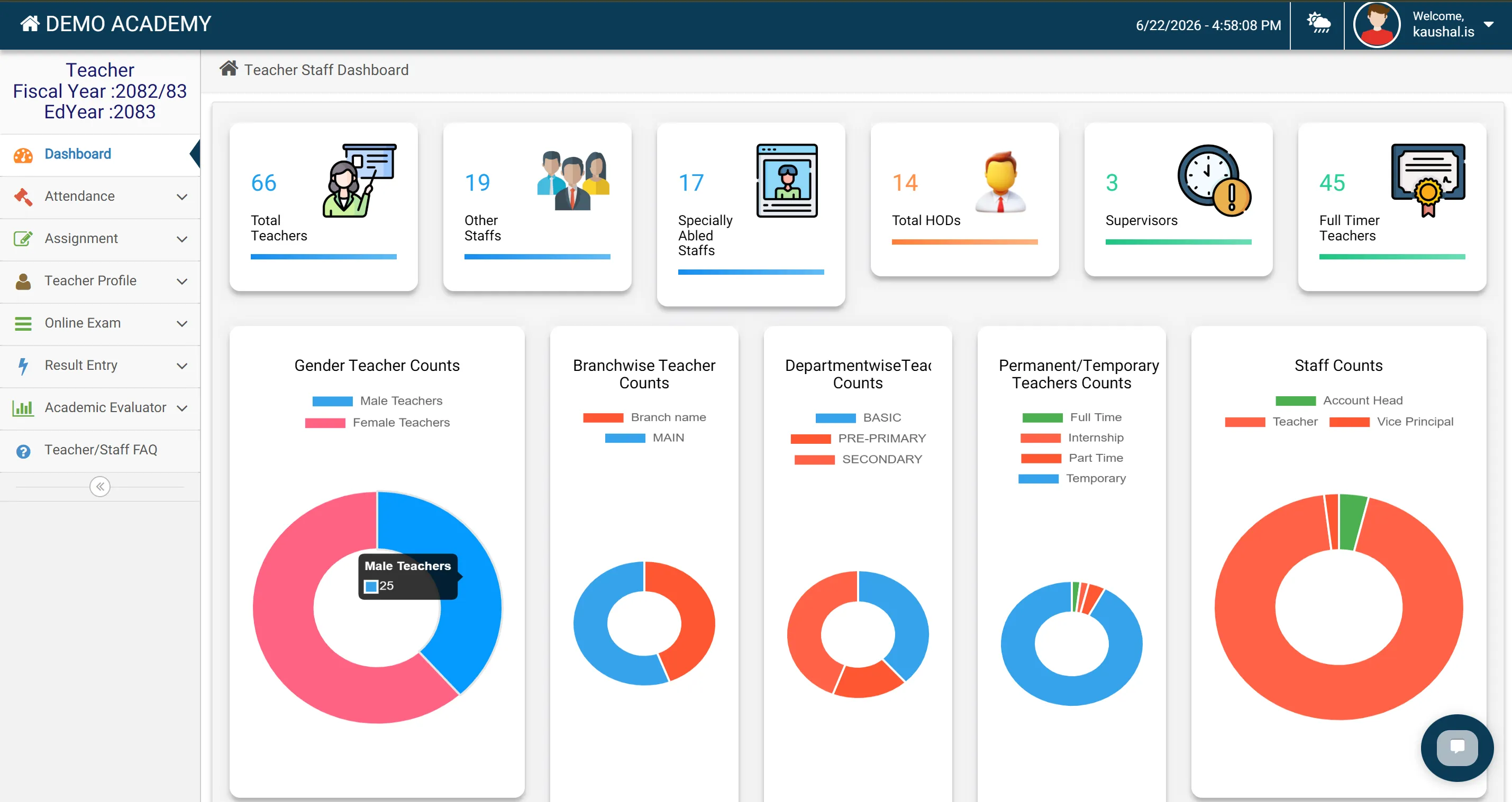InSchoolERP TeacherStaff Dashboard