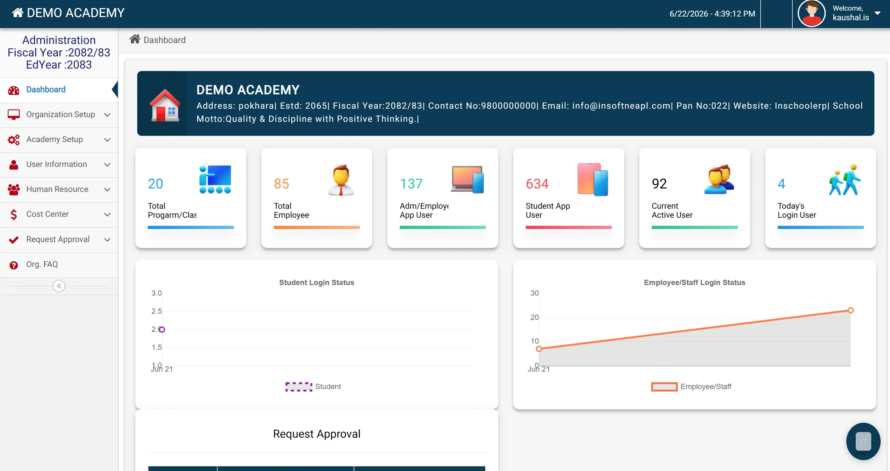 InSchoolERP Administration Dashboard